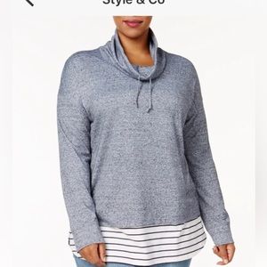 NWT PLUS SIZE COWL NECK LAYERED TOP